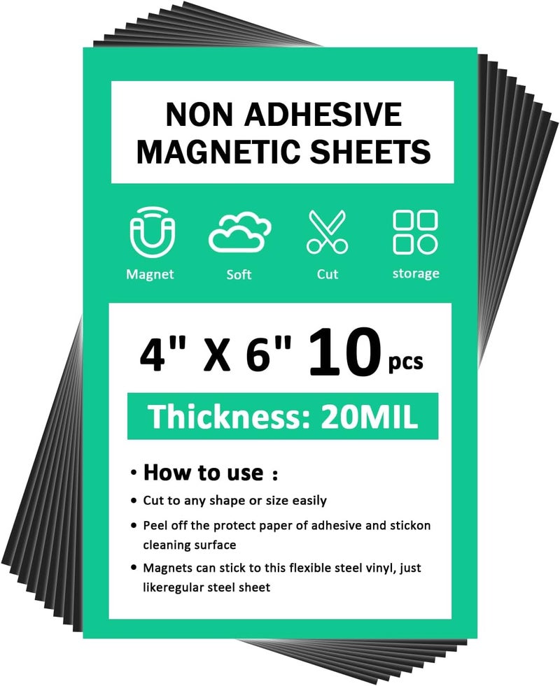 STTMGN Plain Magnet Sheets,10PCS,4''x6''Flexible Rubber Magnetic Sheet,20Mil Non-Adhesive Magnetic Sheet for Die Storage,Business Dignage,Car,Sticker,Craft Product,Souvenir,Refrigerator Sticker - Image 1
